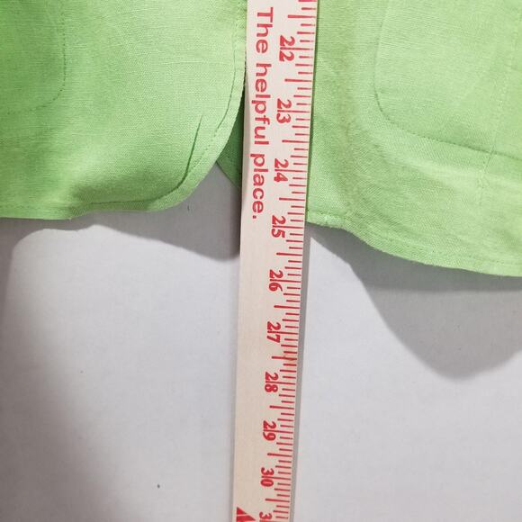 Talbots Jacket Womens 16 Green Irish Linen Button Front Patch Pockets Shacket - Picture 6 of 7